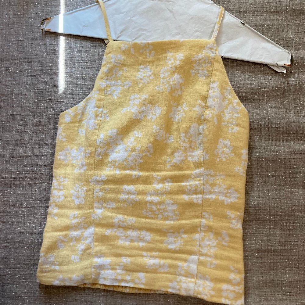 Abercrombie Yellow Floral Halter Tank Top XXS